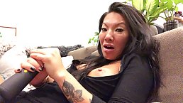 Hot Asian MILF Asa Akira plays with her ass and pussy