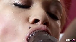Small tits brunette teen gets fucked by old big black cock
