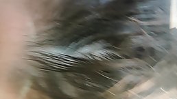 Amateur busty ebony girl gets fucked on glass table