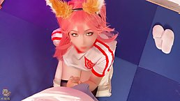 Sexy Japanese cosplay babe gets fucked after blowjob