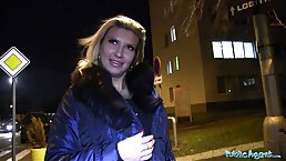 Busty blonde MILF with tattoo gives head and pussy POV