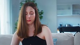 Young brunette girl Melissa White plays with anal plug