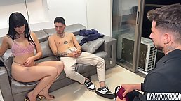 Busty Latina MILF gets banged by two men