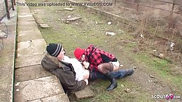 Old guy fucks young Czech street whore on public