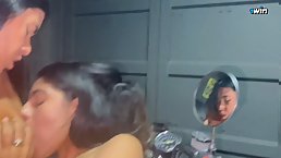 Amateur Mexican MILF and her stepdaughter having real lesbian sex