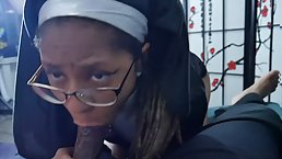 Amateur big booty ebony babe sucks and rides BBC