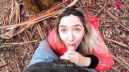 Young blonde slut Katrina Van gets cum on her face after outdoor POV blowjob