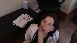 Busty tattooed MILF doctor gets fucked POV by big-dicked patient