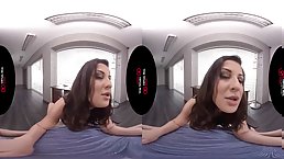 Horny brunette MILF gives nice POV blowjob (VR)