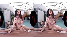Busty inked brunette slut rides dick POV and loves it (VR)