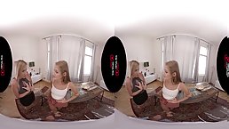 Nice POV 3-way fuck with two young girls (VR)