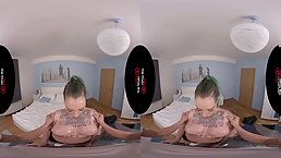 Busty tattooed blonde MILF gets fucked POV (VR)