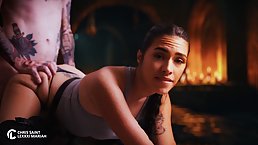 Lara Croft (Lexxxi Mariah) sucks dick and gives pussy - Tomb Raider XXX parody)