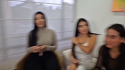 Busty Latina MILF Alejandra Palacios sucks dick in front of her friends