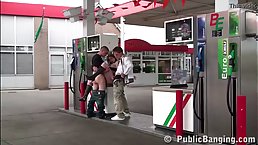Pregnant girl gets fucked in public street by two guys