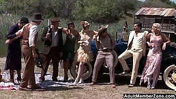 Outdoor orgy feat. Bobbi Starr, Dylan Ryder, Julia Ann and Natasha Marley