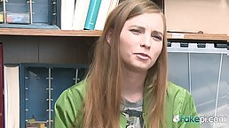 Pretty shoplifting teen sucks and rides dick to avoid the jail