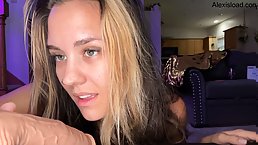 Amateur stripper MILF plays with big dildo on cam