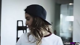 Guy whip out his strong cock for lesbian stepsis Uma to try