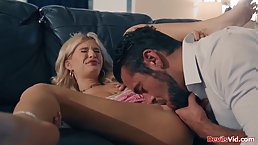 Small tits blonde babe getting fucked by her BF's stepdad