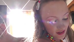 Young babe with small tits  gets anally fucked by big cock