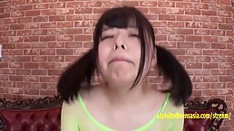 Tiny tits Japanese girl in yellow bodystockings Yuna Yamakawa gets banged by two dicks