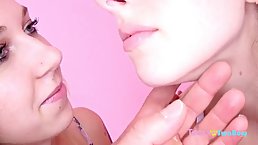 Two shy blonde teens share big cock POV
