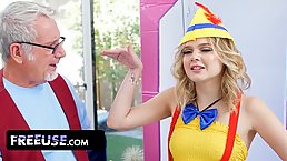 Sexy blonde playtoy Coco Lovelock gets tested by old cock