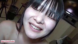 Tiny tits Japanese babe rides dick and loves it