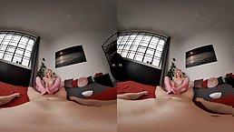 Small tits blonde in stockings rides dick POV (VR)