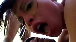 Young brunette slut Jayna goes through a rough gangbang to make the team
