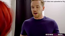 Big tits redhead MILF teaches her stepson how to fuck
