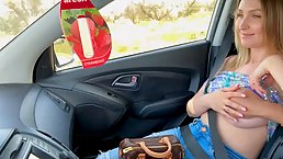 Round ass blonde stepmom gets fucked in the car