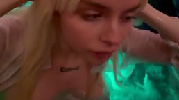 Sexy blonde girl Whyhucci gives nice juicy blowjob in Jacuzzi