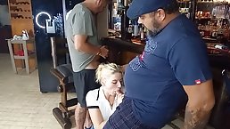 Amateur young blonde slut facefucked by her BF and his friend