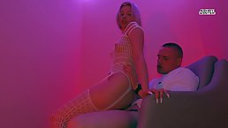 Small tits blonde pole dancer gets fucked in the club