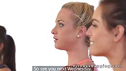 Small tits blonde teen getting hot fuck and creampie in fitness gym