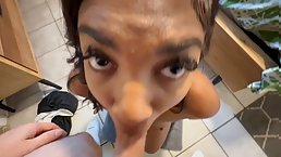 Sexy ebony MILF with big booty Naomi Noel sucks and rides stepson's cock POV
