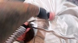 Amateur busty BBW MILF sucks and rides dick POV