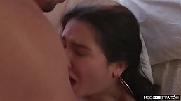 Small tits brunette teen Jane gets her hairy pussy pounded