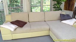Sexy blonde MILF with big tits gets fucked and facialyzed