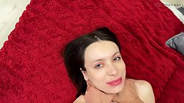 Small tits brunette babe gets fucked POV with cum on her body