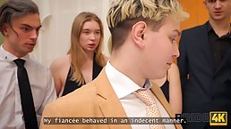 Lesbian bride gangbanged during wedding party
