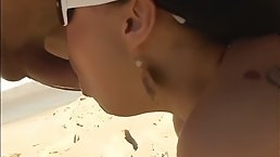 Busty brunette beauty gets anally fucked on the beach