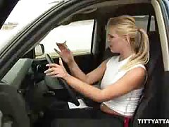 busty blonde Andi Anderson fucks the guy who helped her