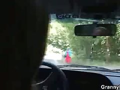 Car driver bangs old whore