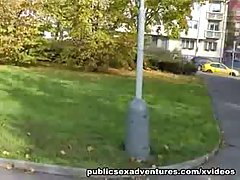 Adventurous blonde goes for public sex