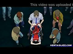 Redhead hentai schoolgirl gets drilled by tentacles monster