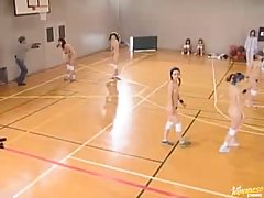 Japanese beauties are having a basketball match in the nude at school