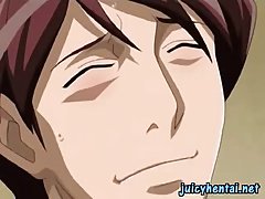 Blindfolded hentai chick is tied up, naked and fucked like crazy by several horny guys 